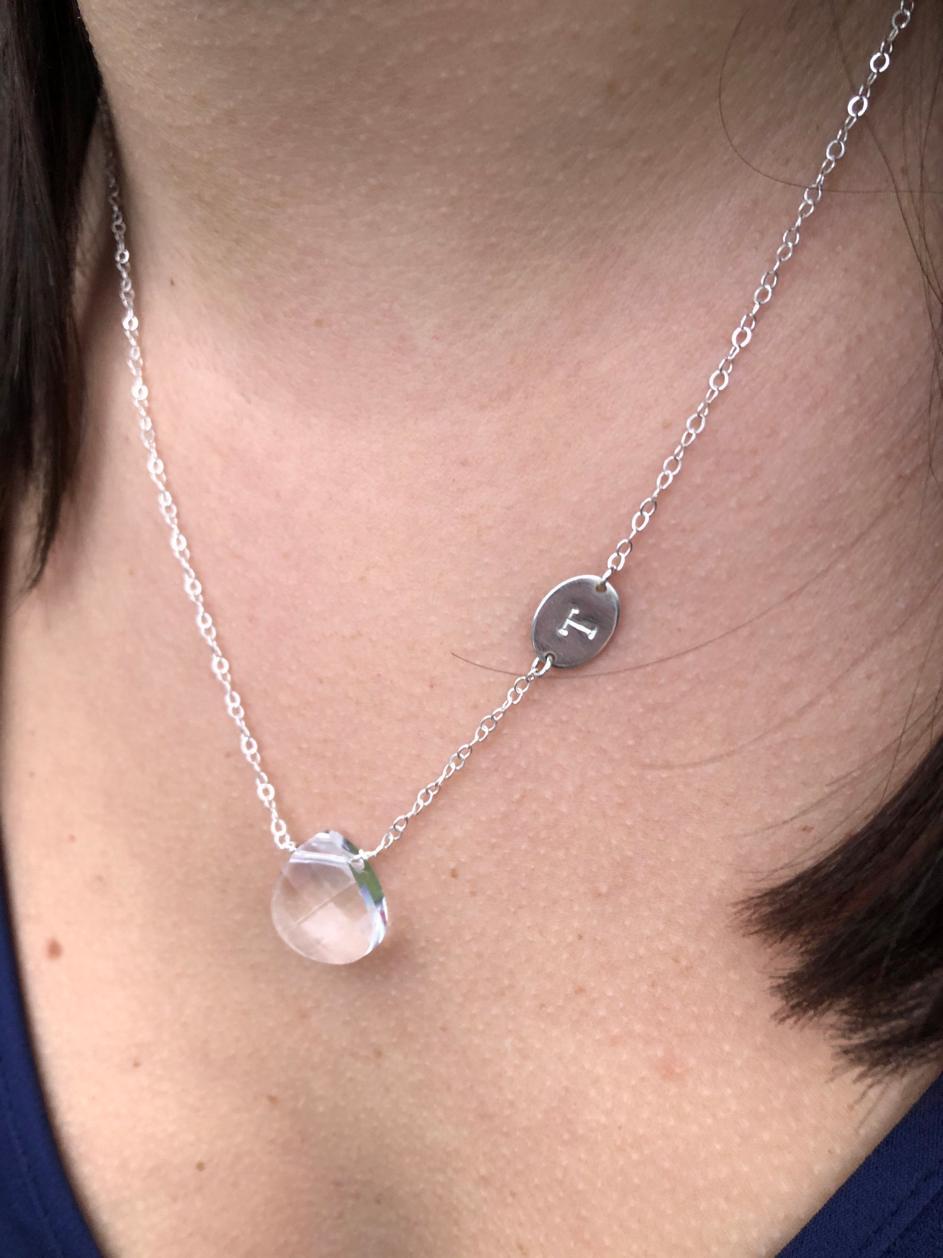 Crystal Initial Charm Necklace image 0