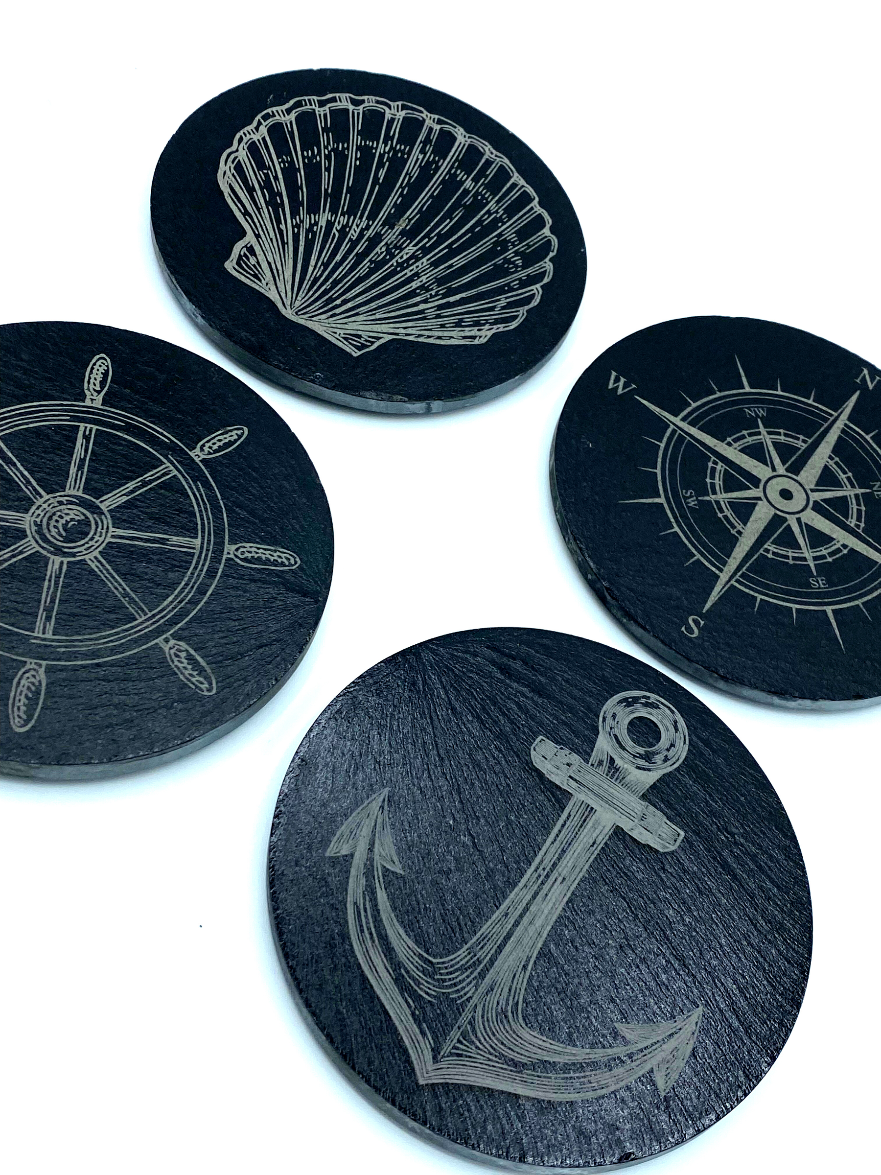 Slate and Bamboo Nautical Coasters - Set of 4 image 1