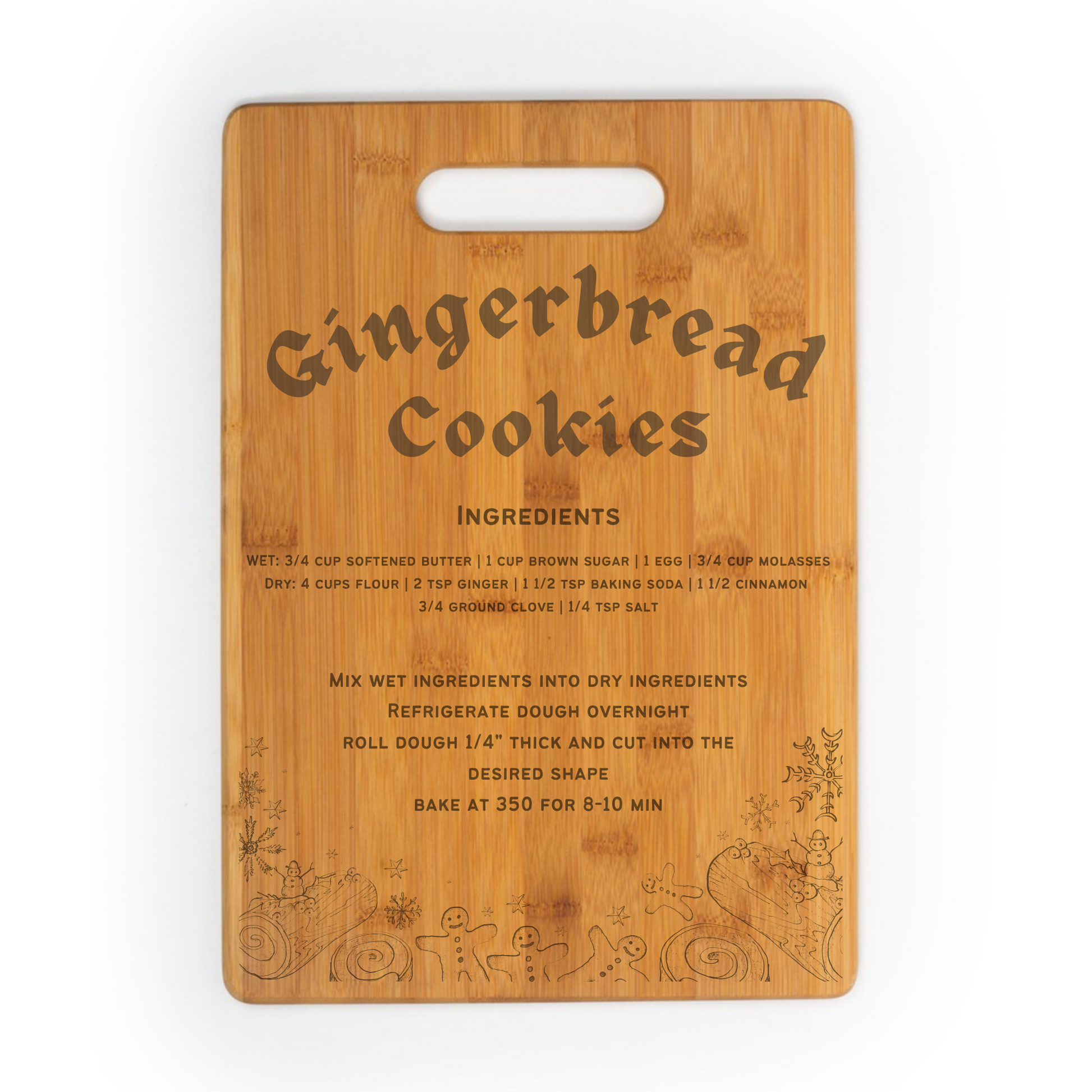 Gingerbread Recipe Bamboo Cutting Board image 1