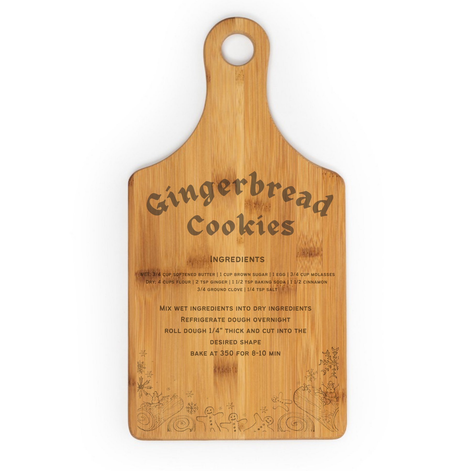 Gingerbread Recipe Bamboo Cutting Board image 0