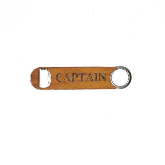 Stainless Steel and Wood Veneer "Captain" Bottle Opener image 0