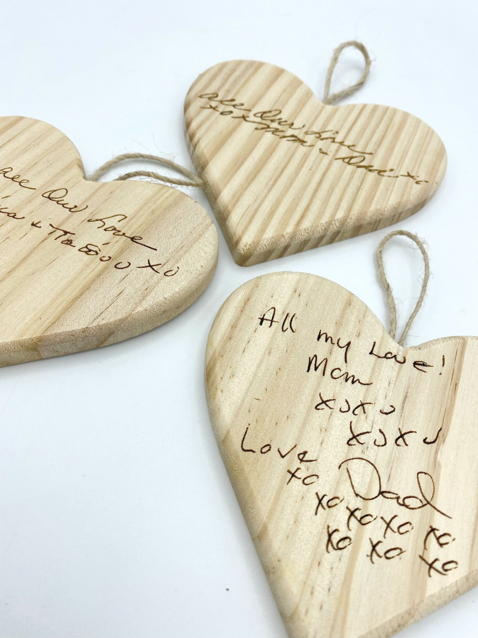 Custom Handwriting Wooden Heart Ornament image 0
