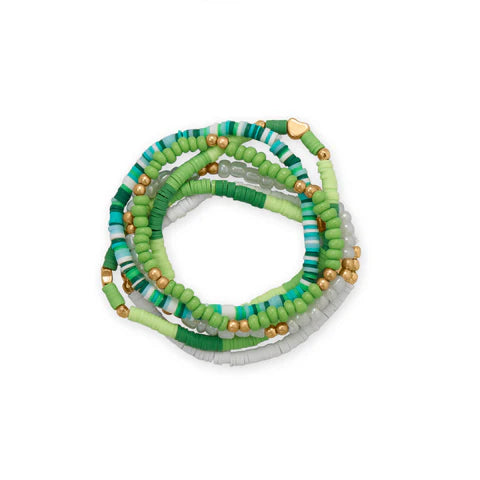 Colorful Heishi Bead Bracelet Stack – Stretch Friendship Bracelet Set (6 Bracelets)