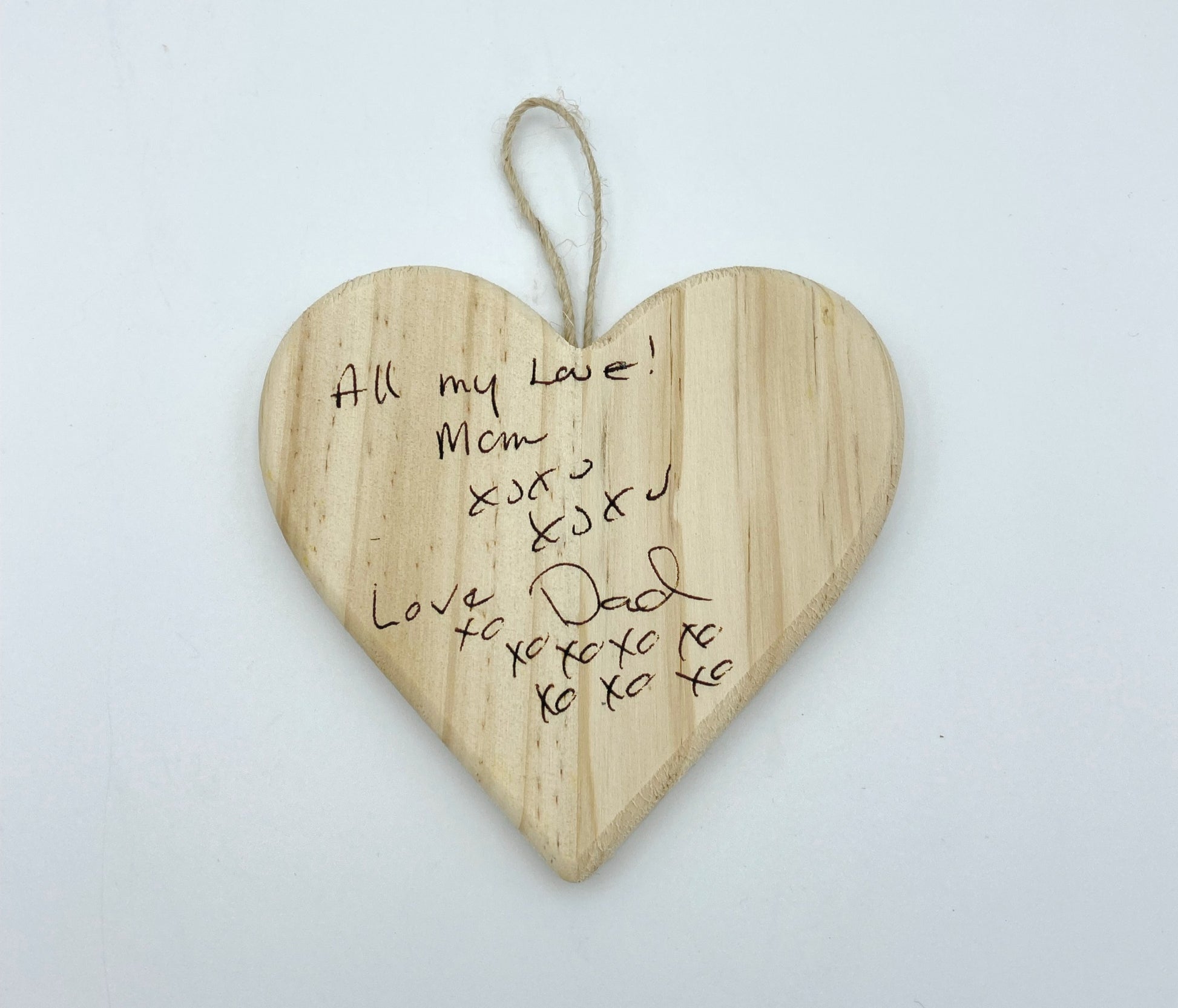 Custom Handwriting Wooden Heart Ornament image 1