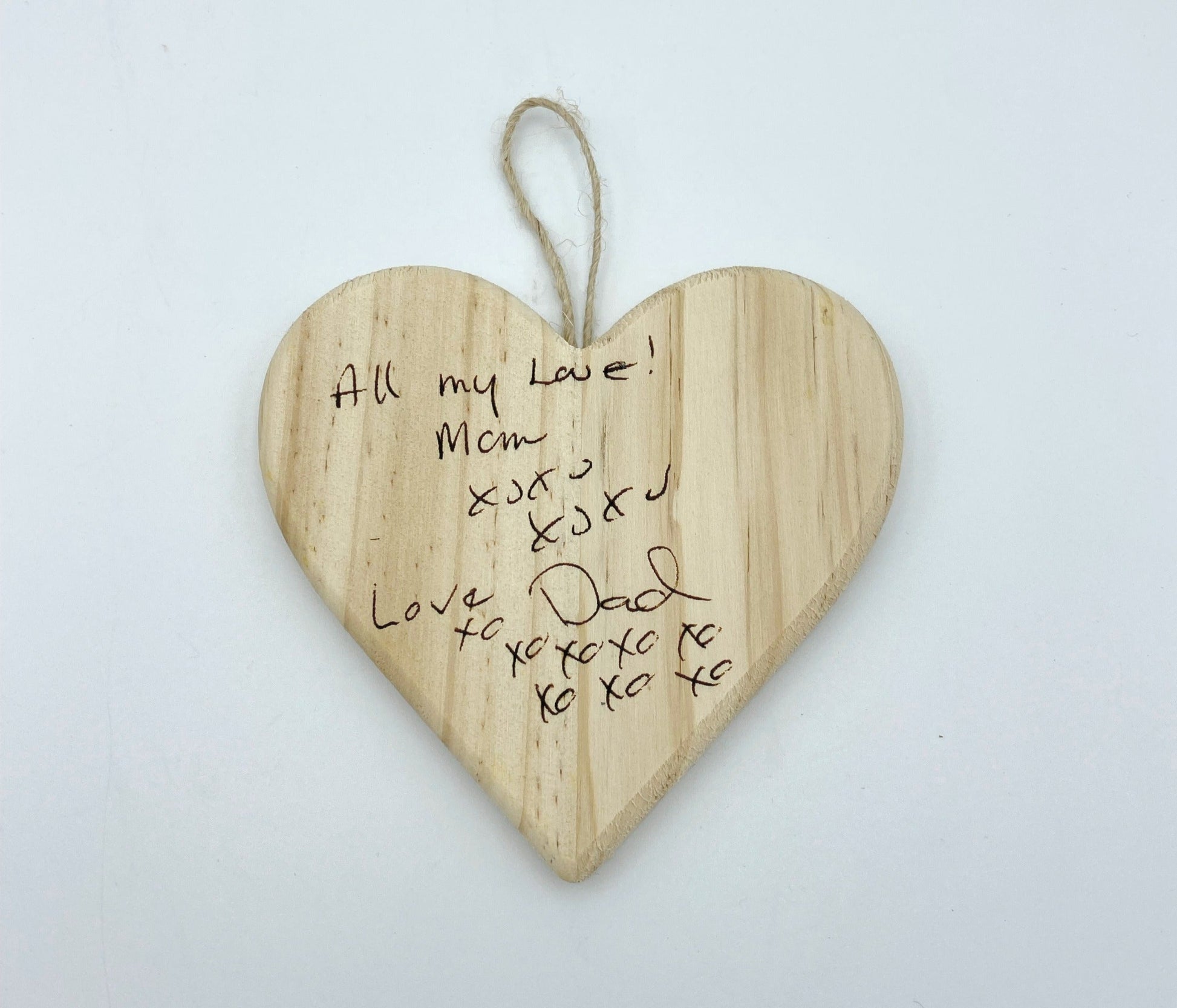 Custom Handwriting Wooden Heart Ornament image 1