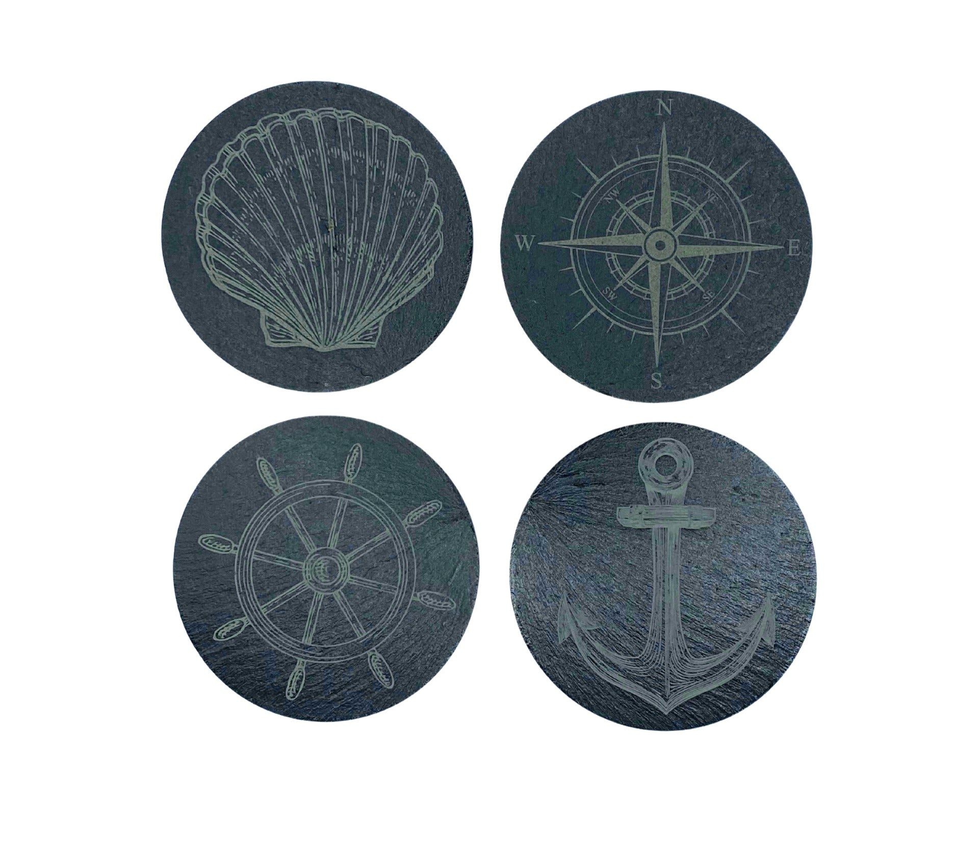 Slate and Bamboo Nautical Coasters - Set of 4 image 0