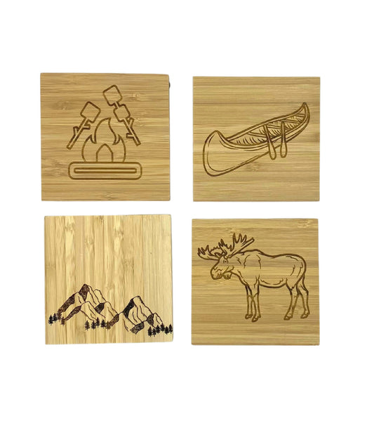 Bamboo and Slate Lodge Coasters - Set of 4 image 0