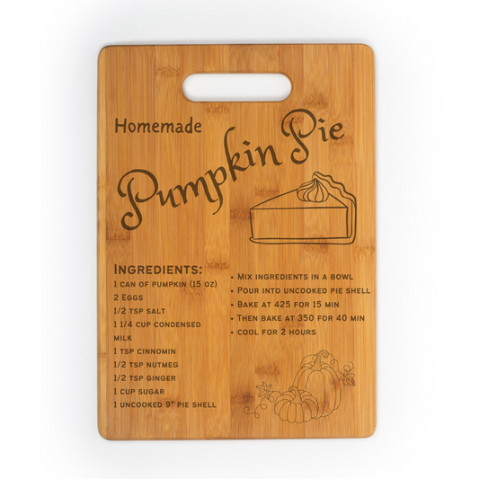 Pumpkin Pie Recipe Bamboo Cutting Board image 0