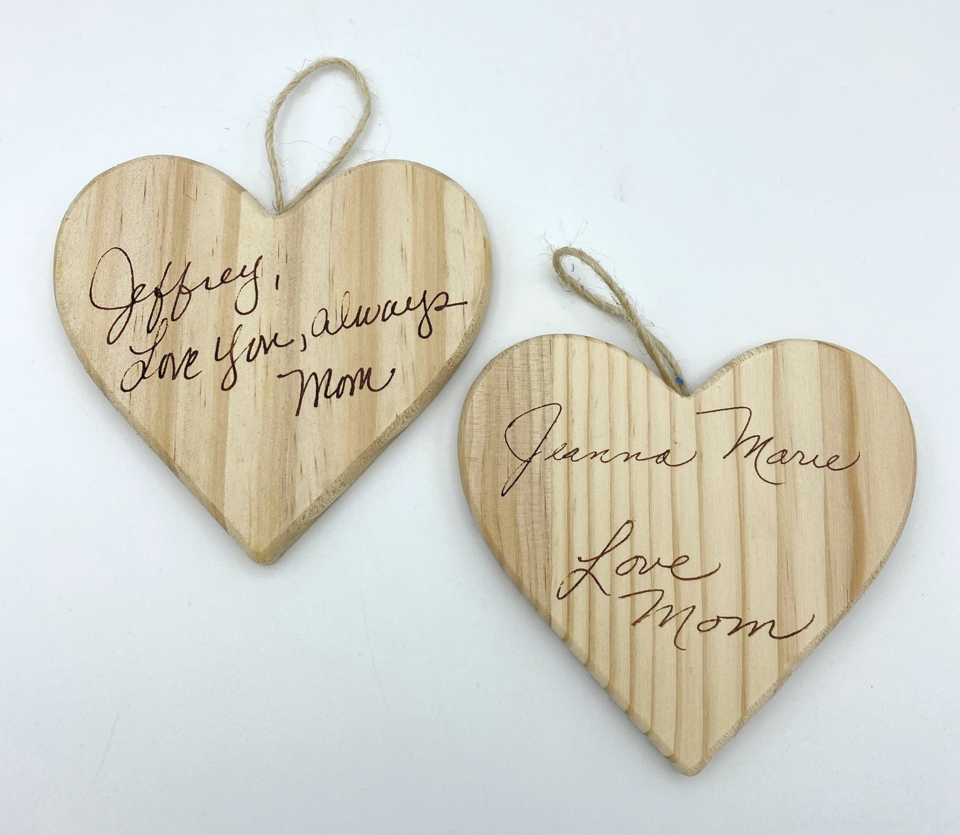 Custom Handwriting Wooden Heart Ornament image 3