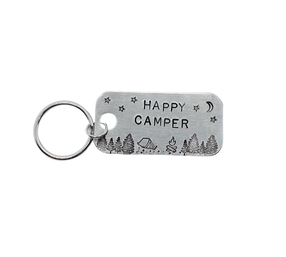 Aluminum "Happy Camper" Stamped Keychain image 0
