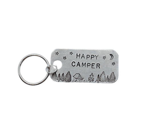 Aluminum "Happy Camper" Stamped Keychain image 0