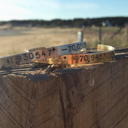 Custom Latitude and Longitude Cuff Bracelet image 1
