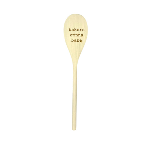 Rubberwood "Barkers Gonna Bake" Spoon image 0