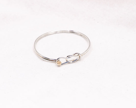 Sterling Silver Fisherman's Knot Bracelet with 14k Gold Ball