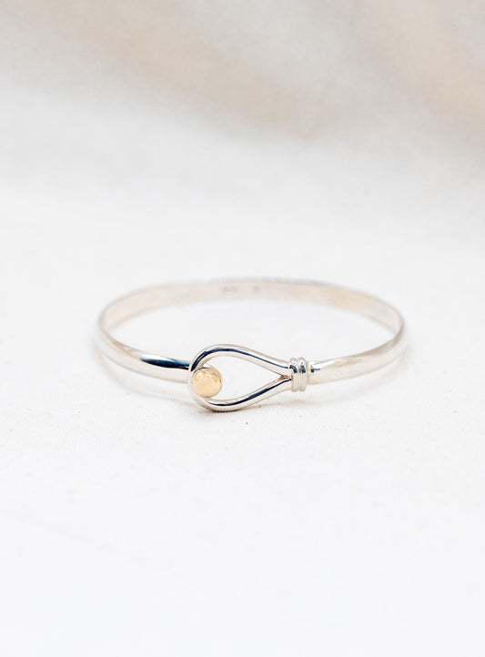 Sterling Silver Single Loop Bracelet with 14k Gold Ball