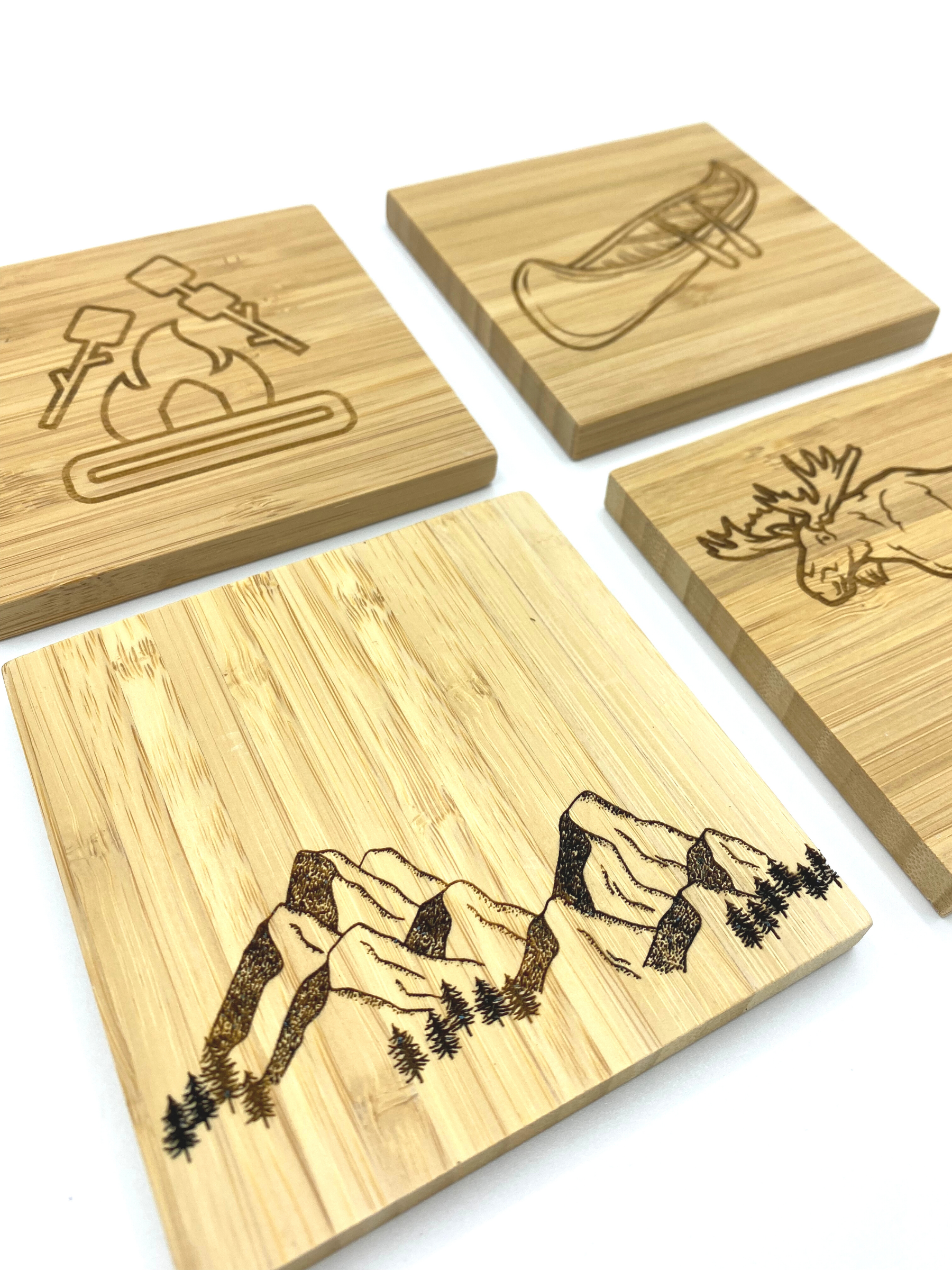Bamboo and Slate Lodge Coasters - Set of 4 image 1