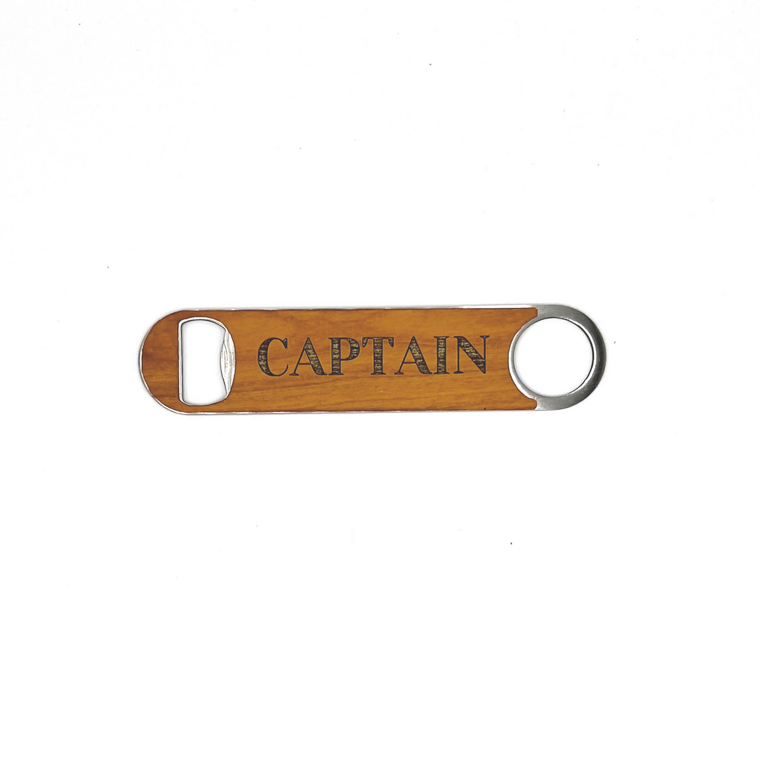 Stainless Steel and Wood Veneer "Captain" Bottle Opener image 0