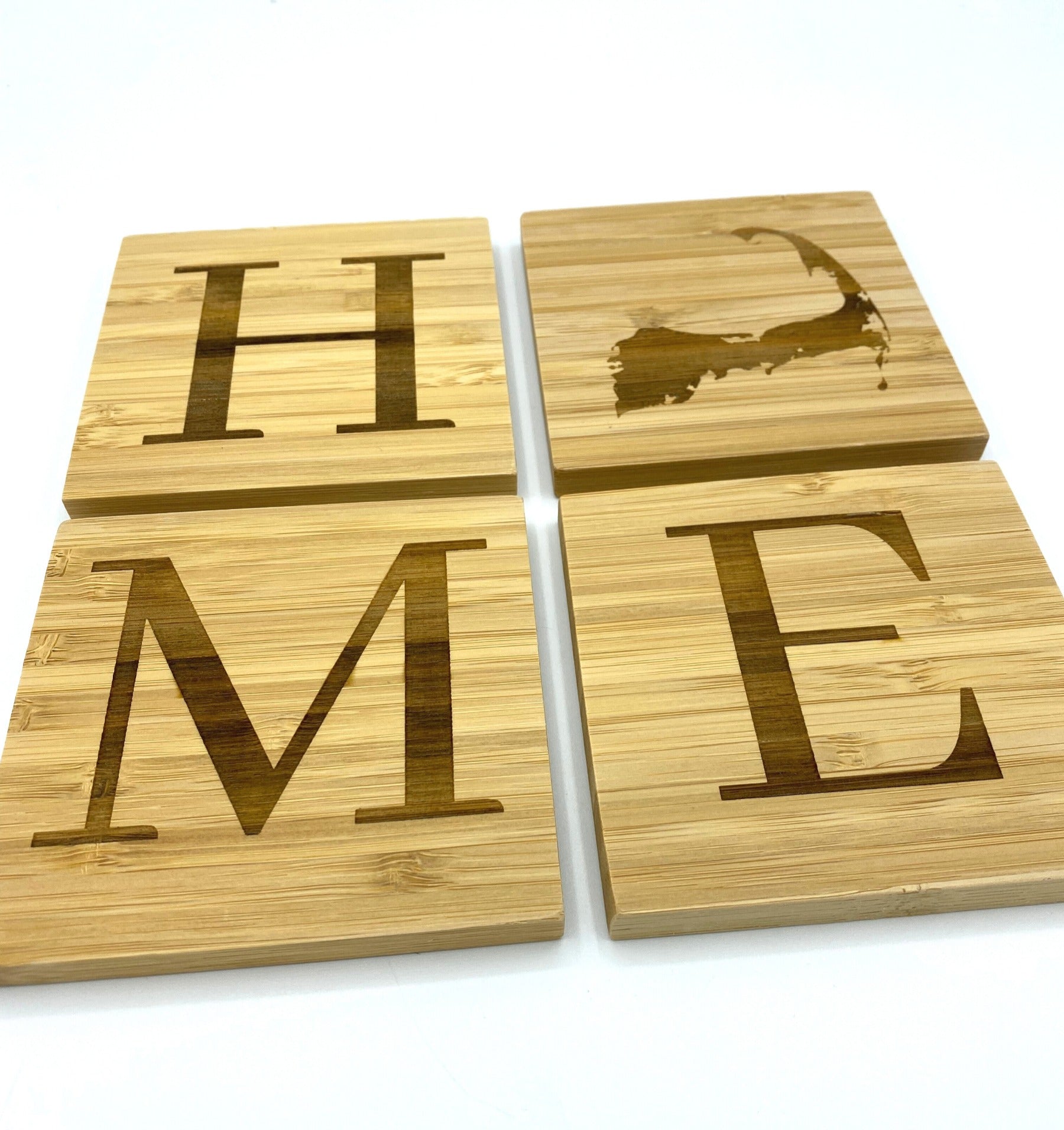 Slate and Bamboo "Home" Coasters - Set of 4 image 1