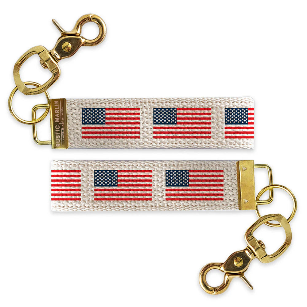 American Flag Wristlet Keychain | Patriotic Key Fob