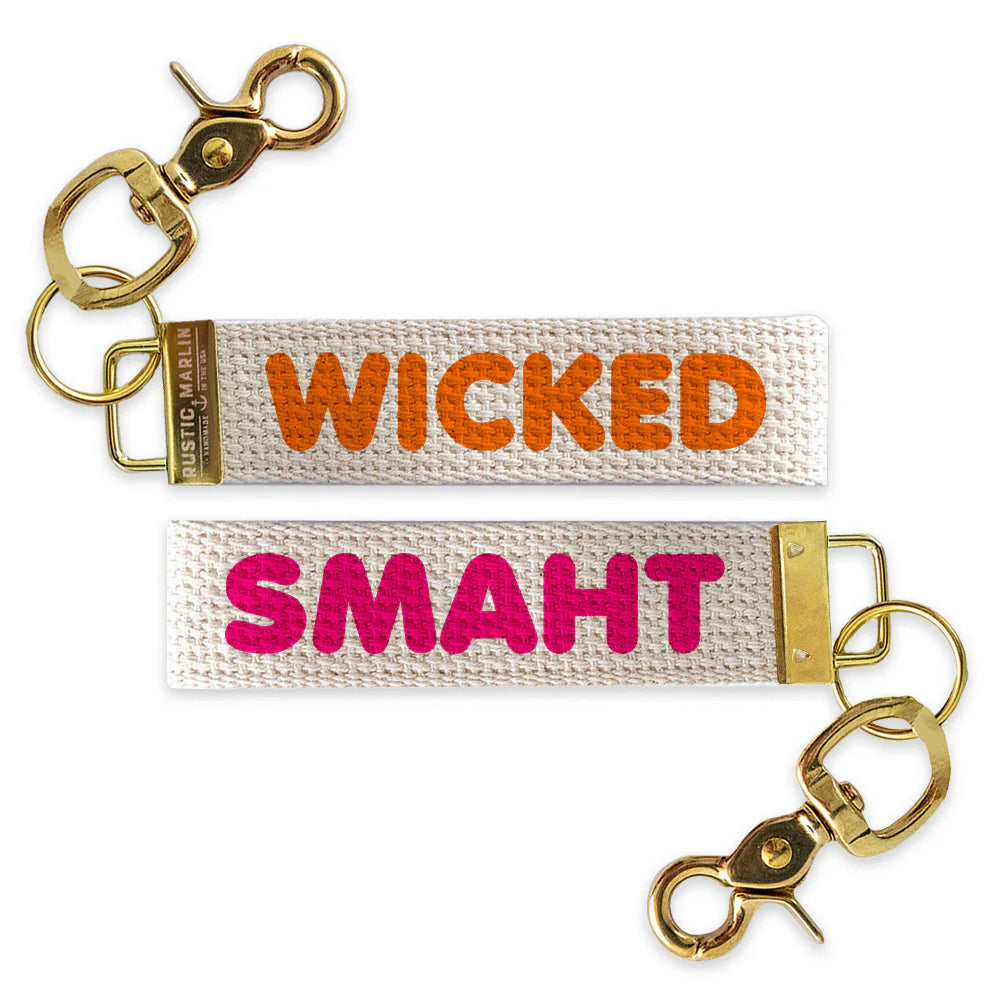 Wicked Smaht Orange and Pink Wristlet Keychain