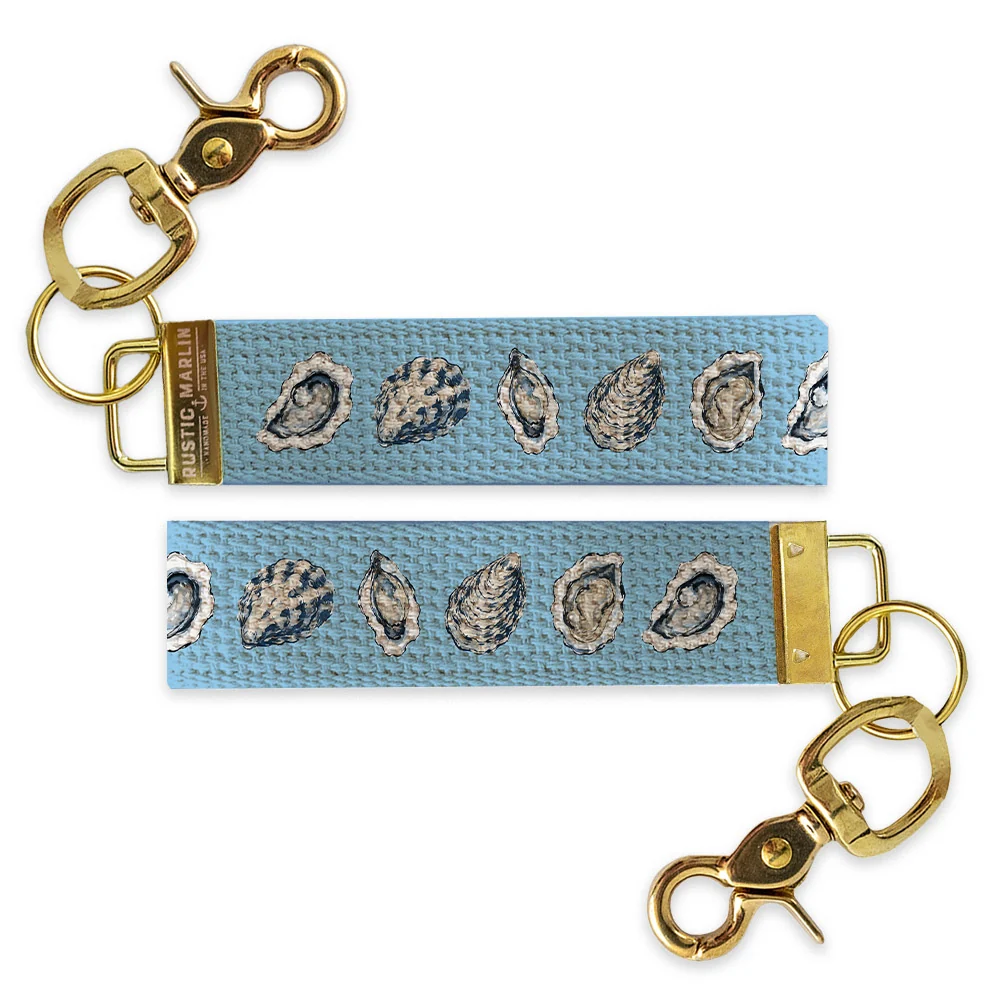Watercolor Oyster Wristlet Keychain | Coastal New England Gift