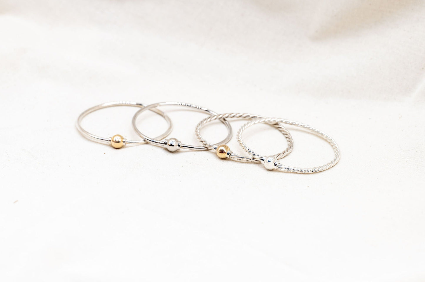 Single Ball Twisted Cape Cod Bracelet with 14k Gold Ball